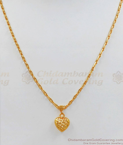 3D Heart Model Light Weight Gold Pendant Chain For Girls Regular Use SMDR540